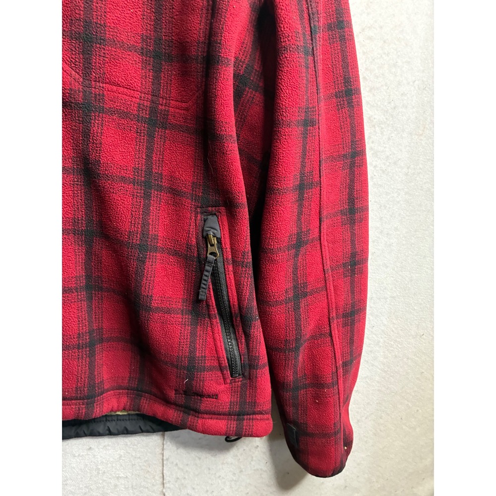 LL Bean Mens Red Buffalo Plaid Fleece Sherpa Lined Jacket XL 276688 - Picture 12 of 12